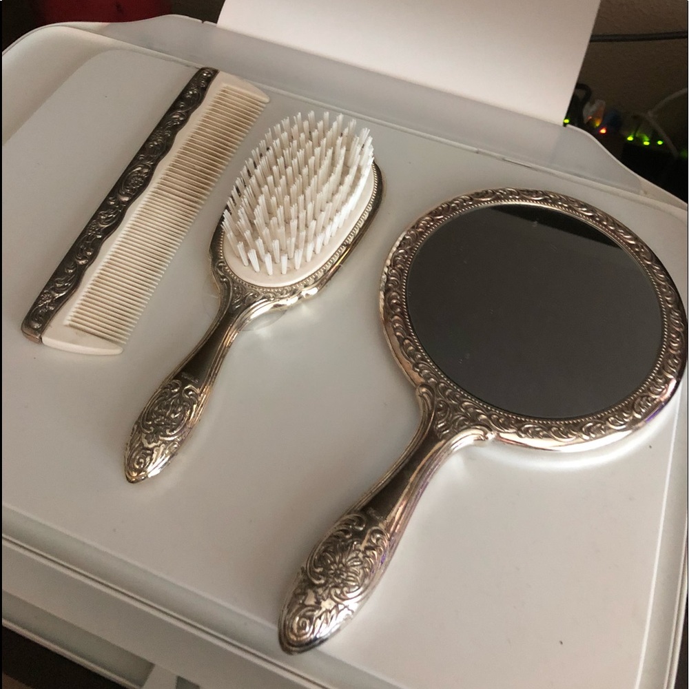 1940s Vintage Vanity Set silver Plate
